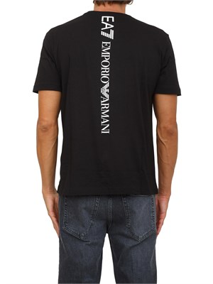 T-shirt  nero EA7 Logo Series in jersey di cotone in UOMO