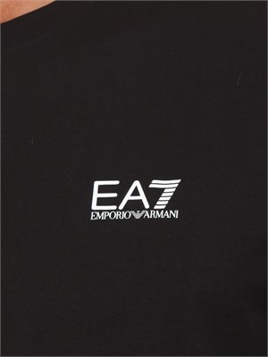 T-shirt  nero EA7 Logo Series in jersey di cotone in UOMO