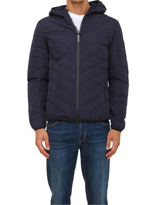 Piumino blu EA7 packable con cappuccio Premium Shield in UOMO