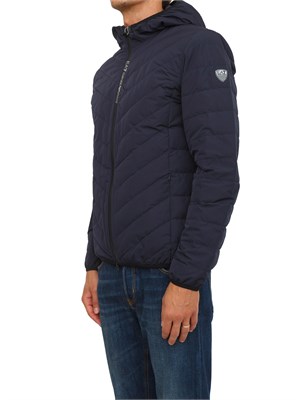 Piumino blu EA7 packable con cappuccio Premium Shield in UOMO