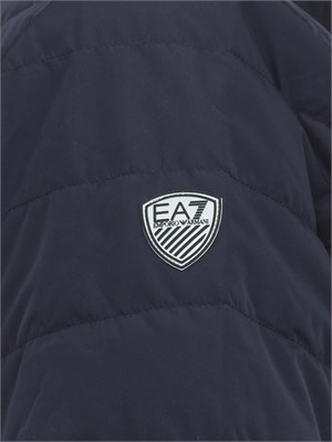 Piumino blu EA7 packable con cappuccio Premium Shield in UOMO