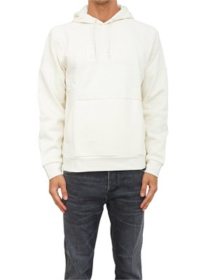 Felpa con cappuccio avorio EA7 Visibility in misto cotone in UOMO