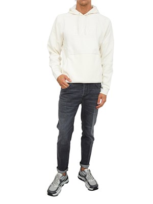 Felpa con cappuccio avorio EA7 Visibility in misto cotone in UOMO