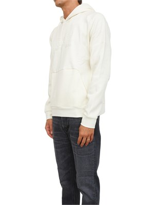 Felpa con cappuccio avorio EA7 Visibility in misto cotone in UOMO