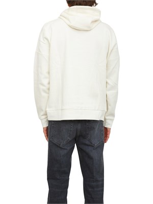 Felpa con cappuccio avorio EA7 Visibility in misto cotone in UOMO