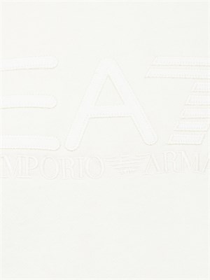 Felpa con cappuccio avorio EA7 Visibility in misto cotone in UOMO
