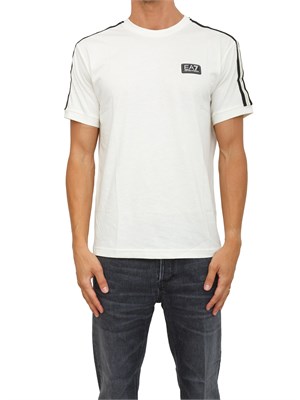 T-shirt avorio EA7 Logo Series in jersey di cotone in UOMO