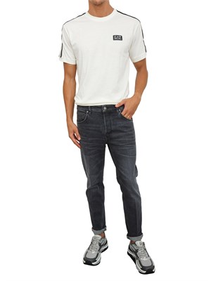 T-shirt avorio EA7 Logo Series in jersey di cotone in UOMO