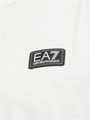 T-shirt avorio EA7 Logo Series in jersey di cotone in UOMO