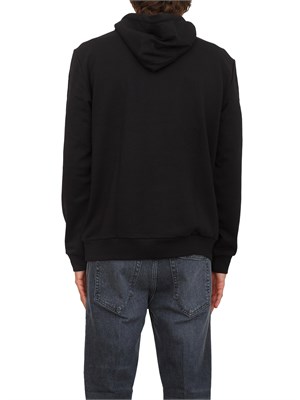 Felpa con cappuccio nero EA7 Logo Series in cotone stretch con maxi logo in UOMO