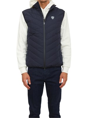 Gilet blu EA7 imbottito packable in tessuto tecnico in UOMO