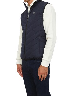 Gilet blu EA7 imbottito packable in tessuto tecnico in UOMO