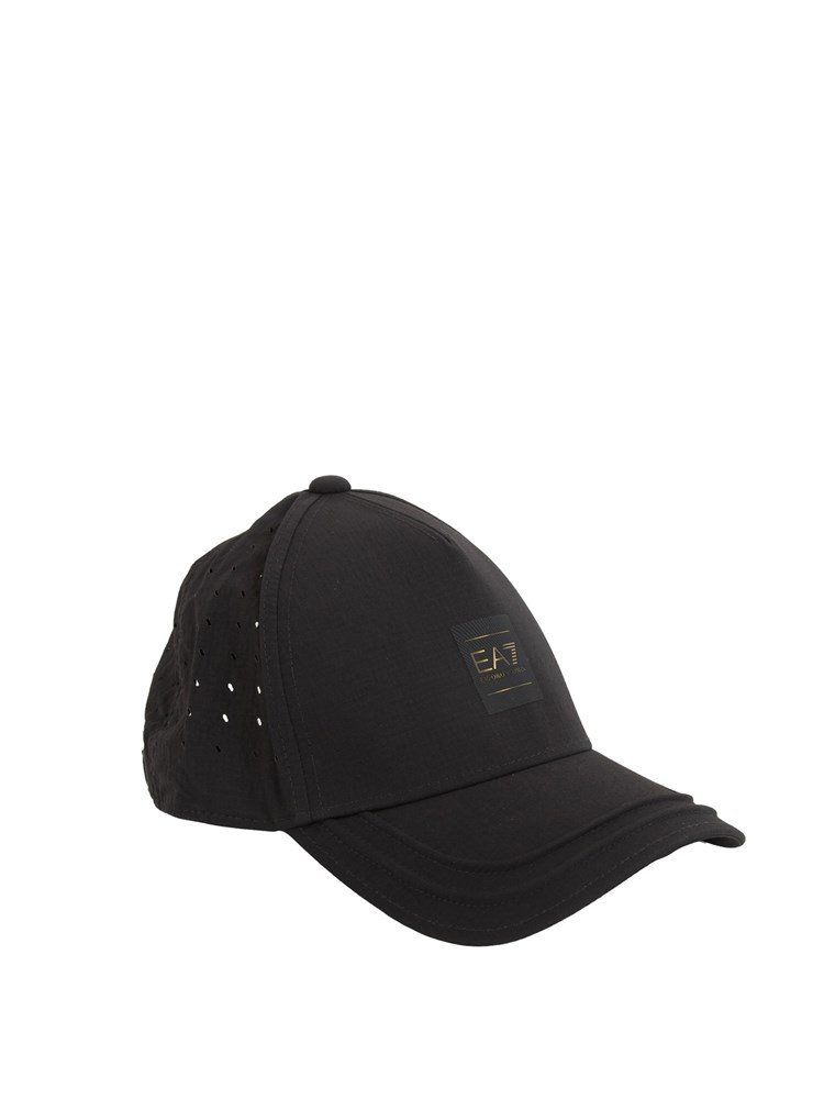 Cappello baseball EA7 nero con logo oro