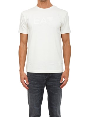 T-shirt a maniche corte avorio EA7 Visibility in jersey stretch di cotone in UOMO
