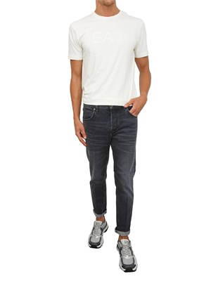 T-shirt a maniche corte avorio EA7 Visibility in jersey stretch di cotone in UOMO