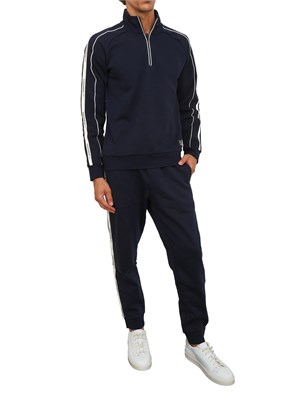 Felpa blu EA7 Logo Series in misto cotone in UOMO