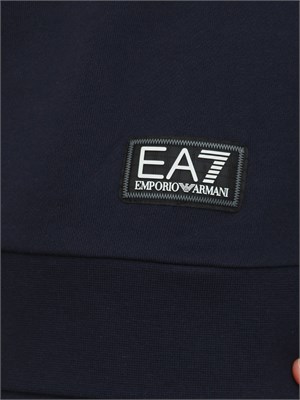 Felpa blu EA7 Logo Series in misto cotone in UOMO