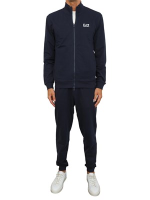 Tuta sportiva blu EA7 Core Identity in cotone in UOMO