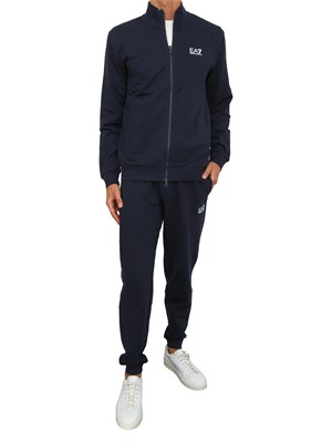 Tuta sportiva blu EA7 Core Identity in cotone in UOMO