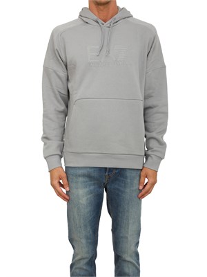 Felpa con cappuccio grigio EA7 Visibility in misto cotone in UOMO