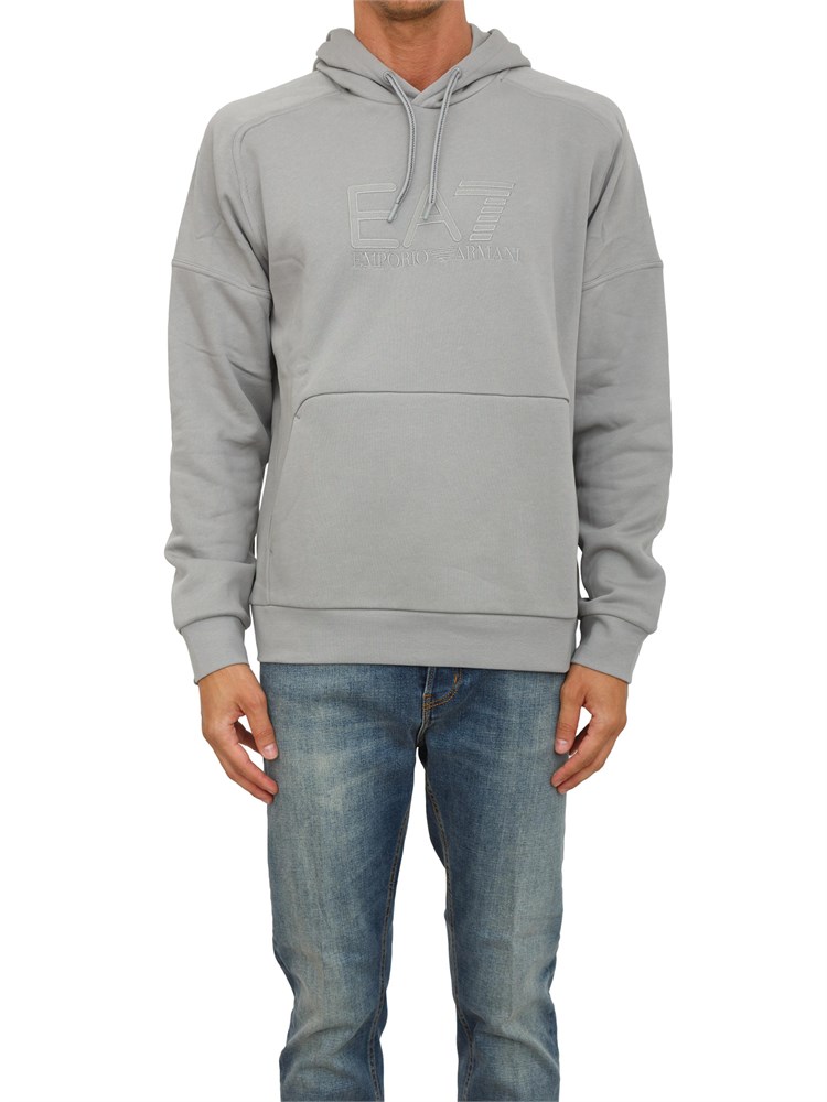 Felpa con cappuccio grigio EA7 Visibility in misto cotone