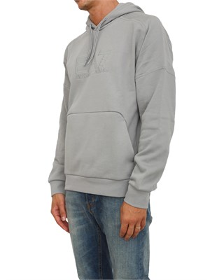 Felpa con cappuccio grigio EA7 Visibility in misto cotone in UOMO