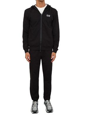 Tuta sportiva nero EA7 Core Identity in jersey di cotone in UOMO