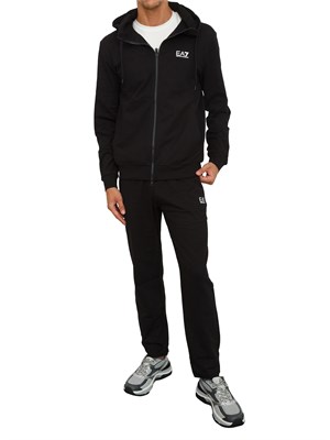 Tuta sportiva nero EA7 Core Identity in jersey di cotone in UOMO