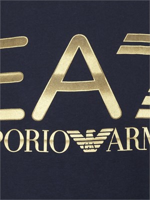 T-shirt blu EA7 Logo Series in cotone con maxi logo in UOMO