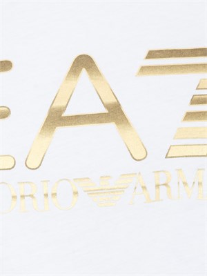 T-shirt bianco EA7 Logo Series in cotone con maxi logo in UOMO