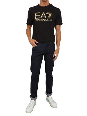 T-shirt bianco EA7 Logo Series in cotone con maxi logo in UOMO