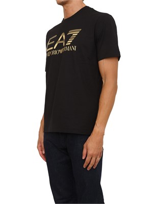T-shirt bianco EA7 Logo Series in cotone con maxi logo in UOMO