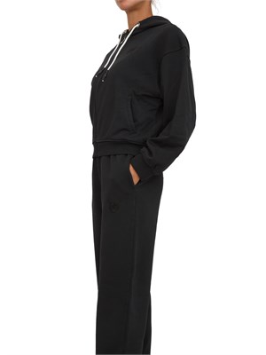 Felpa Pinko con cappuccio in cotone nero e logo tono su tono in DONNA
