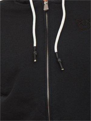 Felpa Pinko con cappuccio in cotone nero e logo tono su tono in DONNA
