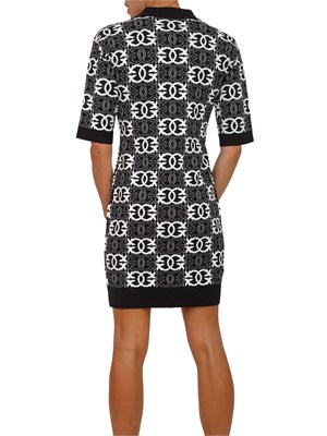 Abito in maglia Pinko con stampa logo all over a contrasto bianco e nero in DONNA