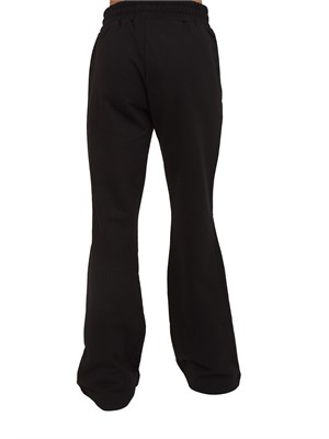 Pantaloni jogger Pinko modello flare in morbido cotone nero e logo a contrasto in DONNA