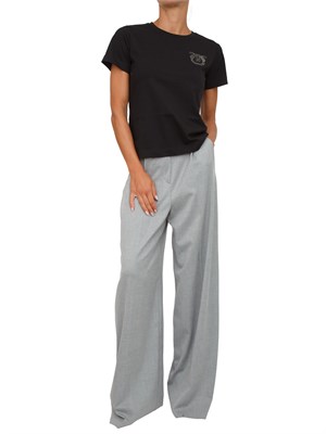 T-shirt Pinko in cotone nero con ricamo logo in cristalli in DONNA