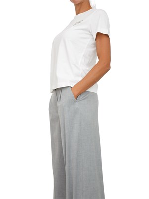 T-shirt Pinko in cotone bianco con ricamo logo in cristalli in DONNA