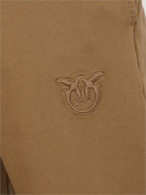 Pantaloni jogger Pinko in cotone cammello effetto old con logo in tono in DONNA