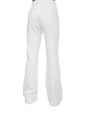 Pantaloni jogger Pinko modello flare in morbido cotone bianco e logo a contrasto in DONNA