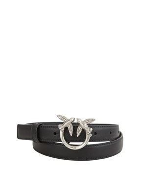 Cintura Pinko in pelle nera mano seta con fibbia argento in DONNA