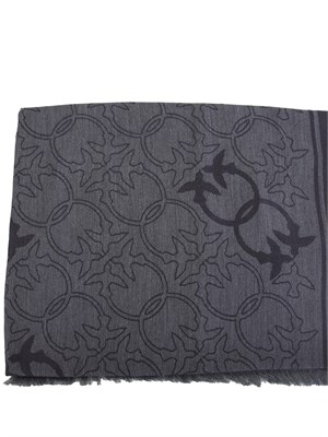 Sciarpa Pinko grigia con stampa jacquard logo all over in DONNA
