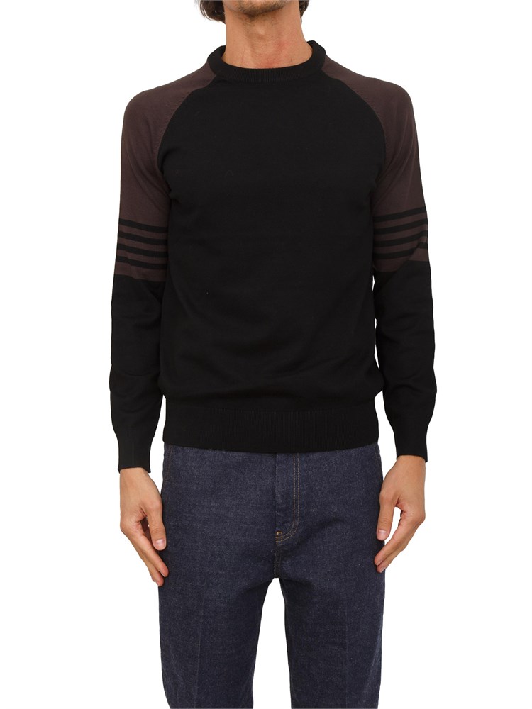 Maglia girocollo Richmond X uomo in misto lana nero e marrone