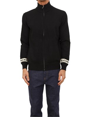Cardigan zip Richmond X uomo in misto viscosa nera in UOMO