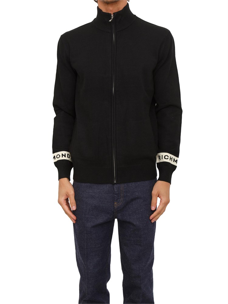Cardigan zip Richmond X uomo in misto viscosa nera