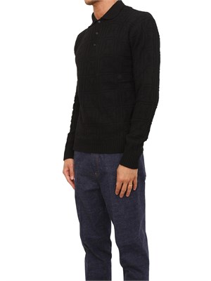 Maglia Richmond X uomo in lana nera con lavorazione logo all over in UOMO