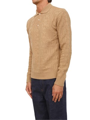 Maglia Richmond X uomo in lana cammello con lavorazione logo all over in UOMO