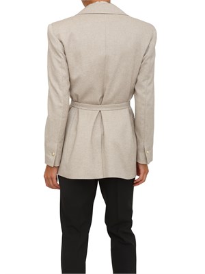 Giacca monopetto Marella con cintura in saglia tinto filo di misto lana beige in DONNA