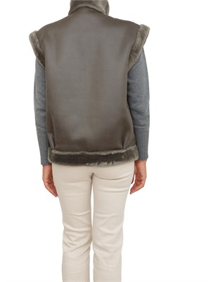 Gilet reversibile Marella in tessuto furry e vellutato verde oliva in DONNA