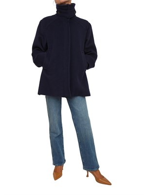 Cappotto svasato Marella in morbido beaver double di lana blu in DONNA